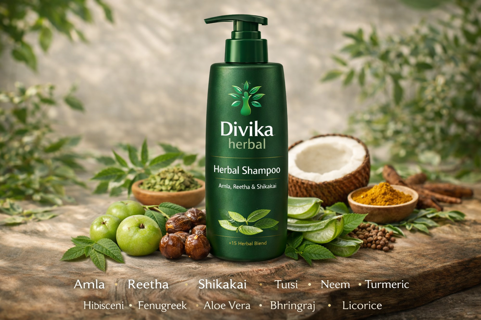 Divika Herbal Shampoo ingredients - Natural herbal extracts